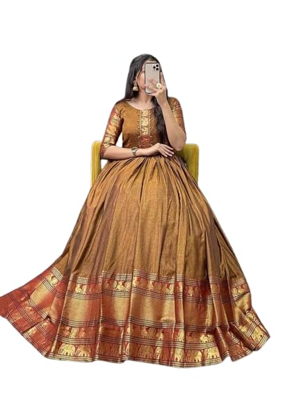 Stylish Brown Embellished Cotton Blend Gown for Women (V Collection_CAPI-6_XL)-image-25
