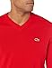 Lacoste Men's Monochrome Cotton V-Neck Sweater, Red, X-Large