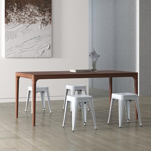 Image of 18 Inch Metal Stools Set of 4, Stackable for Indoor Outdoor, White