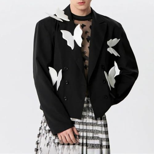 Men's Suit Jacket Patchwork Lapel Long Sleeve Double-Breasted Loose Street Fashion Thin Jacket4