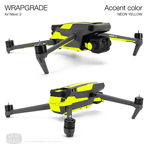 Image of WRAPGRADE Partial Skin Stickers for DJI Mavic 3 / Mavic 3 Classic Accent Color (NEON YELLOW)