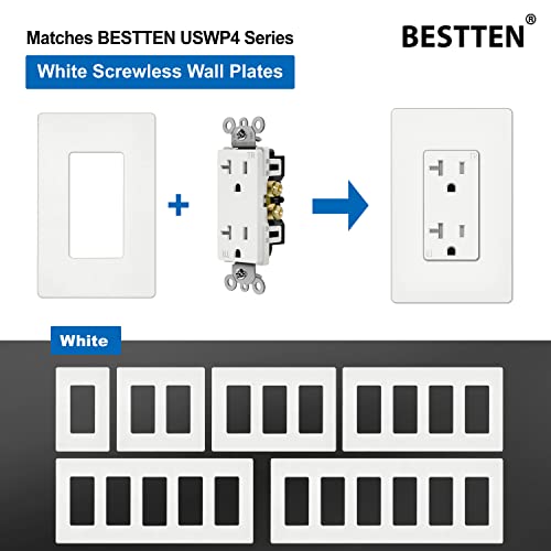 [20 Pack] Bestten 20 Amp Decorator Receptacle Outlet, Tamper-Resistant (Tr), 20A/125V/2500W, For Residential & Commercial Use, Ul Listed, White #TOP7