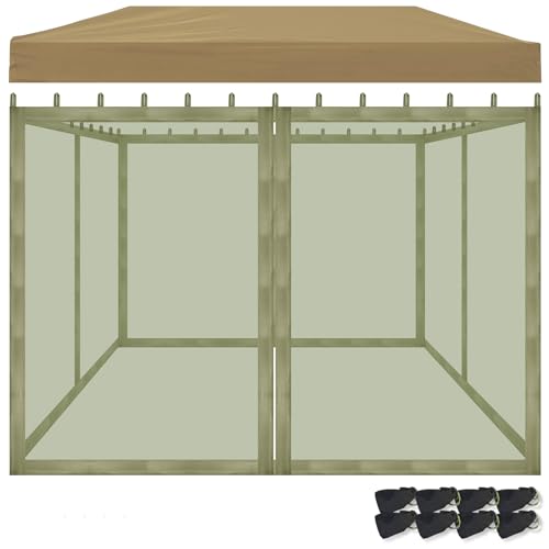 Moustiquaire d'extérieur en 4 parties - En maille - Avec fermeture éclair - Pour pavillon, lodge ou balcon - Avec sac de transport - Vert - 300 x 360 cm