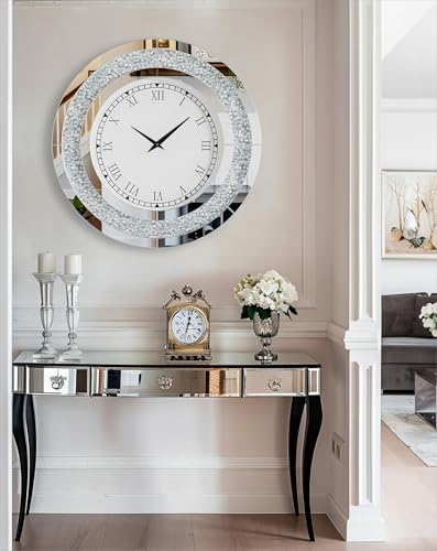 Artloge 1369SR60 Crushed Diamond Wall Clock: 24 Inch Round Decorative Mirrored Clock thumb #8