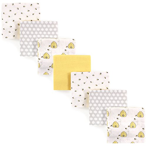 Image of Hudson Baby Unisex Baby Cotton Flannel Receiving Blankets Bundle, Bee, One Size