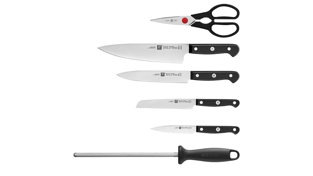 ZWILLING Gourmet Bloc de couteaux inox 7 pièces, acier spécial inoxydable, noir, Made in Germany