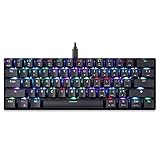 MOTOSPEED CK61 60% Mechanische Tastatur Tragbare RGB-LED-Hintergrundbeleuchtete mit 61 Tasten Typ C USB Kabele Tastatur für Büro oder Spiele geeignet für Mac, Android, Windows (Blauer Schalter)