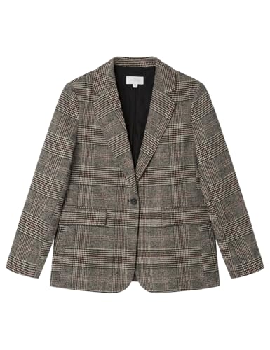 Springfield Checked Blazer with Single Front Button, Beige, M para Mujer