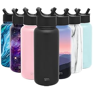Simple Modern Water Bottle with Straw Lid Vacuum Insulated Stainless Steel Metal Thermos Bottles | Reusable Leak Proof BPA-Free Flask for Gym, Travel, Sports | Summit Collection | 32oz, Midnight Black