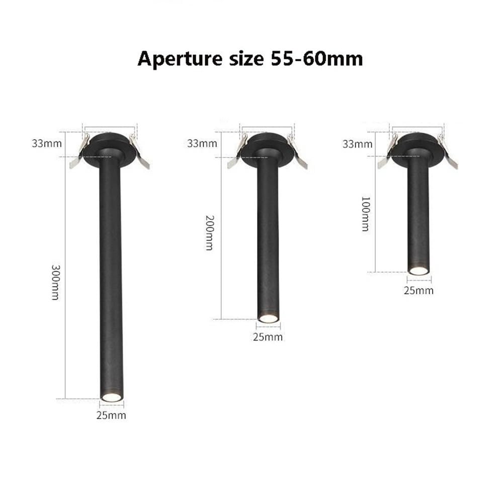 Faretti Incasso Soffitto LED Moderni, Faretto Asta Lunga Orientabile 360° | Faretti Direzionali Incassati, Illuminazione D’accento per Cucina, Corridoio, Soggiorno(White-3000k,H 20CM)