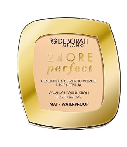 Deborah Milano - Fondotinta Compatto 24ore Perfect, SPF 20, 01 Light Beige, Finish Mat, No Transfer e Lunga Tenuta, Dona una Pelle Naturale e Uniforme