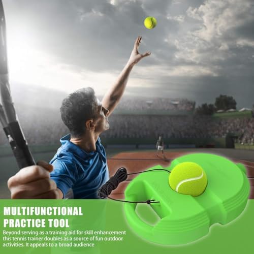 Image of Tennis Trainer Rebound Ball Set | Solo Tennis Practice Trainer with Elastic Rebound String & Heavy Stable Base | Self Training Equipment for Kids & Adults (Round)