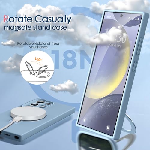 Image of Mag-Ring for Galaxy S25 Ultra Case, Liquid Silicone [Moisturizing Factor] Exreme Soft Slim Phone Case with Stand for Galaxy S25 Ultra 6.9 inch Men Women, Mint Blue