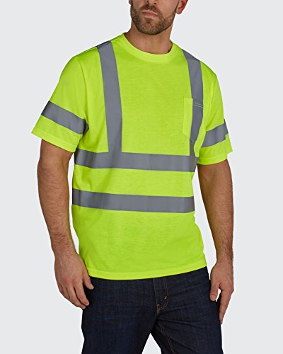 Utility Pro UHV302 Polyester High-Vis Short Sleeve T-Shirt with Chest Pocket with Dupont Teflon fabric protector, Lime, Large