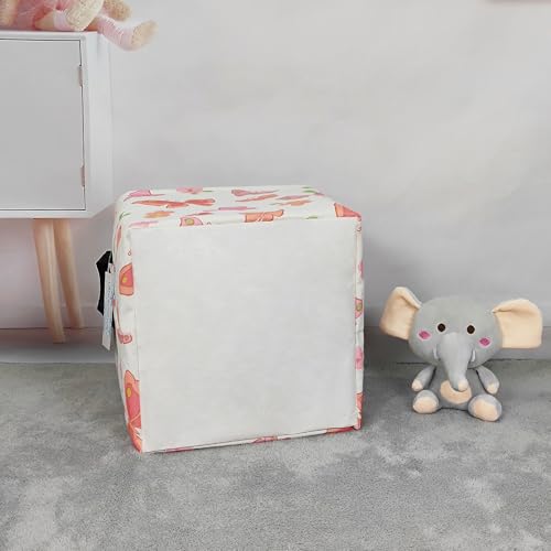 Image of Square Storage Baskets Children Shelves Gift Toy Organizer Room Butterfly | Laundry Hamper Collapse Canvas with Handles for Organizing Home Kitchen Children Toys Office Closet Shelf
