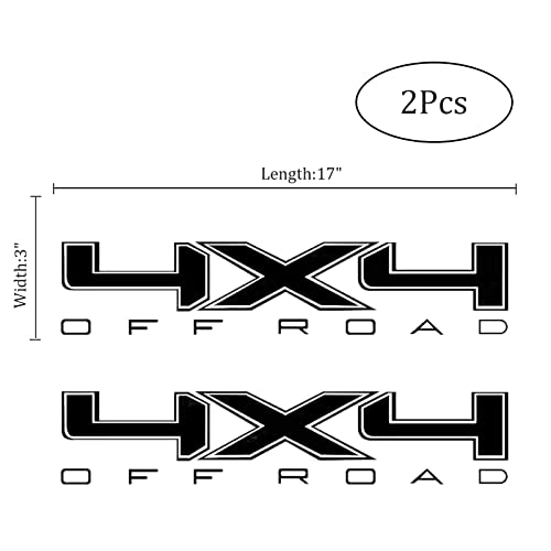 Image of 4X4 Off Road Decal Stickers 2Pcs, Auto Decoration Accessories Fit for Tacoma Tundra Ram Silverado Wrangler Truck Pickup SUV Sedan, with Squeegee 1Pcs, Black