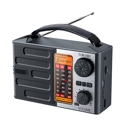 Radio Portátil Meteorológica De Emergencia Solar con Linterna LED 3 Modos Banco De Energía Emergencia Recargable USB ABS Antigolpes Supervivencia Camping Y Alertas Climáticas,17.2x9.8x5.6cm