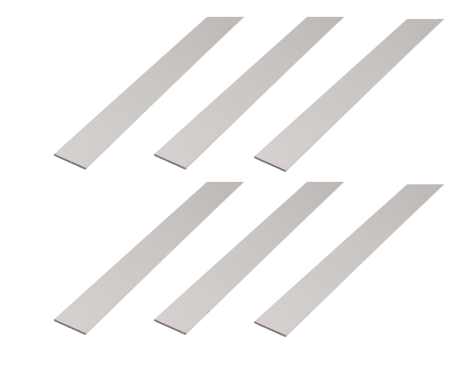 Alberts Set di 6 barre piatte | alluminio anodizzato argento | 1000 x 40 x 2 mm