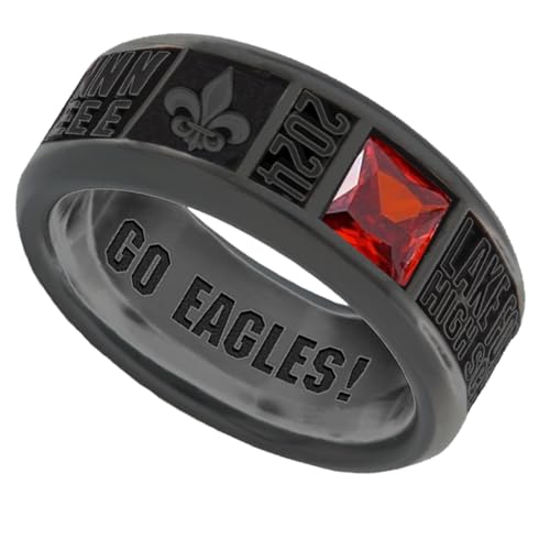 Custom Band Class Rings for Men Sterling Silver /10k/14k/18k High School College Ring Graduation Ring with Birthstone Graduation Gift for Men