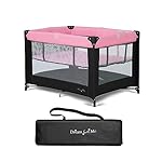 Dream On Me Zazzy Portable Playard with Bassinet in Pink, Packable and Easy Setup Baby Playard, Lightweight and Portable Playard for Baby with Mattress and Travel Bag