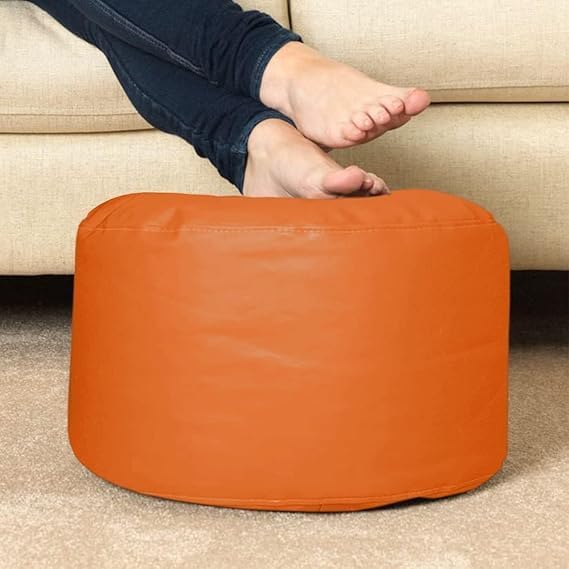 Image of IVIKA 4XL Bean Bag with Beans Filled | Gaming Chair | Premium Leatherette, Double Stitching | for Lounge & Bedroom | (4XL - Orange)