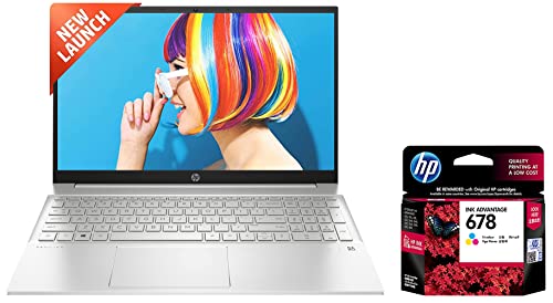 Image of HP Pavilion 14 5th Gen Ryzen 5 16GB SDRAM /512GB SSD 14 inch(35.6cm) FHD,IPS,Anti-Glare, Natural Silver & 678 Tri-Color Ink Cartridge