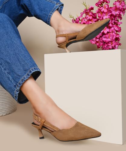 Image of JM LOOKS Elegant Pointed Toe Slingback Kitten Heels Fashionable Sandals for Modern Women