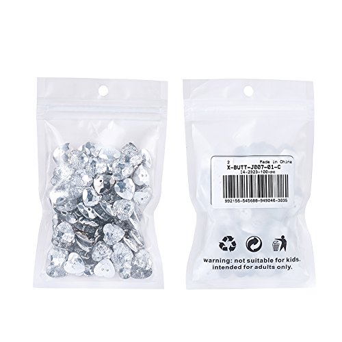 Pandahall 100Pcs 2-Hole Acrylic Crystal Clear Rhinestone Sewing Fastening Buttons Jewelry Scrapbooking Heart 1/2 Inch Faceted Hole: 1Mm #TOP7