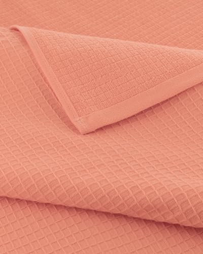 Image of Casa Copenhagen, Egyptian Cotton - Waffle Terry Towel 4 Piece 100% Cotton Large Bath Towel Set - Malibu Peach
