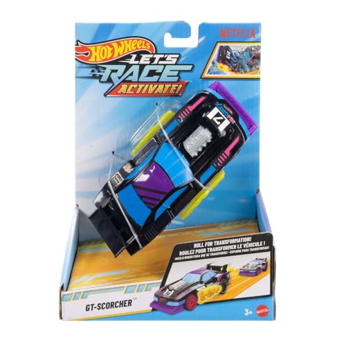 Hot Wheels Let's Race Activate! GT-Scorcher - Flames Activate as it Rolls! 1:32 Scale Toy Vehicle