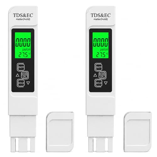 Testeur Eau Potable Numérique 4 en 1 TDS/EC/Température pH Mètre Haute Précision avec Écran LCD Rétroéclairé Moniteur de Qualité d'Eau pour Aquarium...