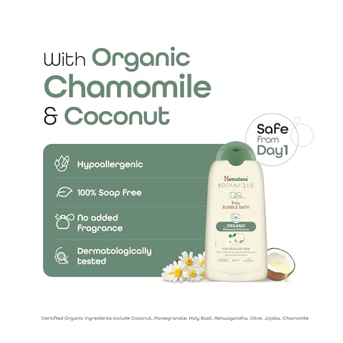 Image of Himalaya Botanique Baby Bubble Bath 100 ml | Organic | Preserve Moisture Lock | No Tears | Dermatologically Tested | Helps Protect Skin Barrier | pH 5.5 | Hypoallergenic |No Added Fragrance