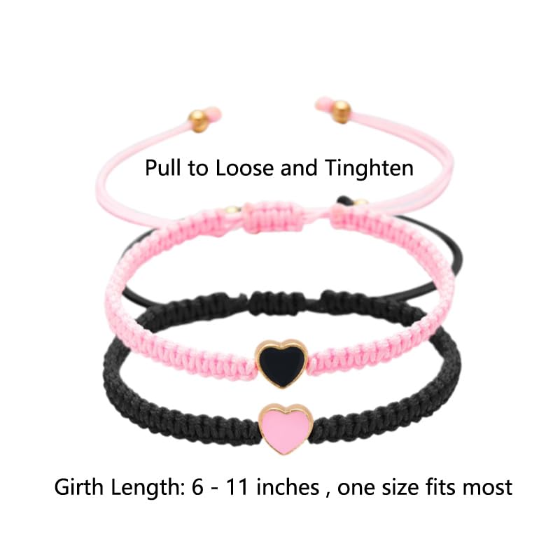 Matching Bracelets for Couples 2 PCS Couples Bracelet Valentines Day Heart Bracelets Set Forever Woven Bracelets Adjustable Rope Promise Couples Friendship Birthday Gifts3