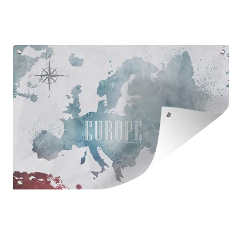 MuchoWow Outdoor-Poster Poster Wanddeko draußen Deko Garten Gartenposter 60x40 cm Karte - Europa - Ölfarbe MuchoWow Outdoor-Poster Poster Wanddeko draußen Deko Garten Gartenposter 60x40 cm Karte - Europa - Ölfarbe
