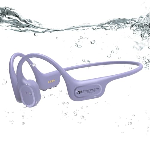 Image of Full-Coverage Liquid Silicone Swimming Headphones, IP68 Waterproof Underwater Headphones, Bluetooth 6.0&MP3 with 32GB Memory Card, Soft /Skin-Comfortable Open Ear Bone Conduction Swim Earbuds(Purple)