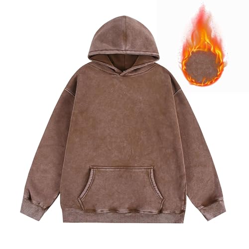 Oversized Hoodie Men Vintage Long Sleeve Fleece Lined Wash Hooded Sweatshirt Baggy Pullover Hoodies with Pocket2