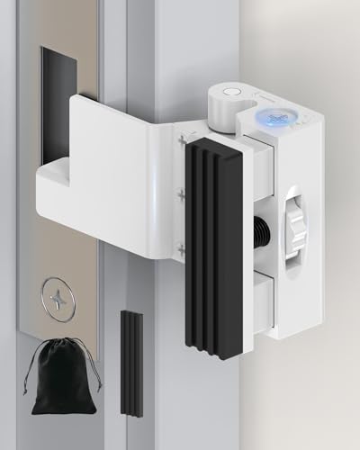 Anobeyi Portable Door Lock for Travel, Adjustable No Drilling Door Reinforcement Lock, Extra Latch Stopper for Hotel Room, Home Apartment, Inward Swing Door - Family & Travelers Security (White-1PC)