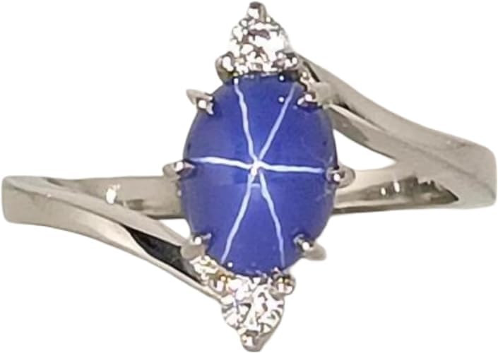 Blue Lindy Star Sapphire Ring Prong Setting Ring 6 Ray Lindy Star Rings For Mother's Engagement Rings 925 Sterling Silver September Birthstone3