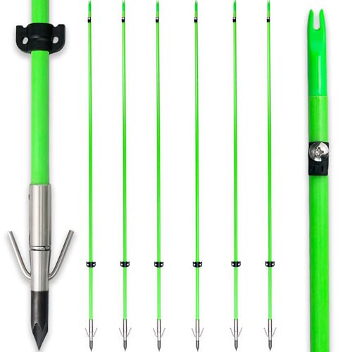 BOWSOUL 34inch Bowfishing Arrows with Broadheads for Compound Recurve Bows