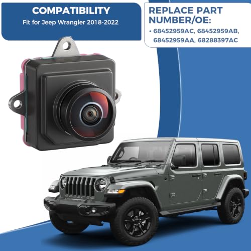 Image of 68452959AC Rear View Backup Reverse Camera Fit for Jeep Wrangler 2018-2022 | Parking Back Up Assist Camera Replace# 68452959AA, 68452959AB, 68288397AC, CH1960138, 682883AA