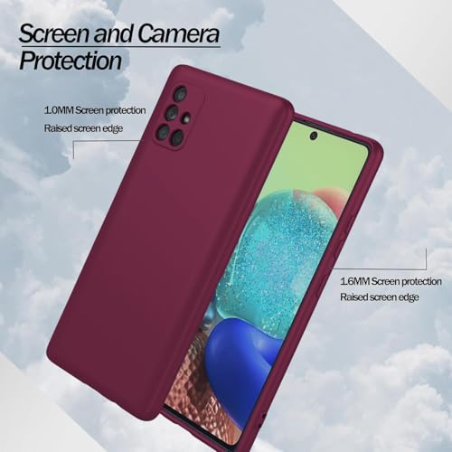 Image of DIZORO Liquid Silicone Case with Microfiber Coushioning Compatible for Samsung Galaxy M51 Cover, Gel Rubber Full Body Protection - Wine Red