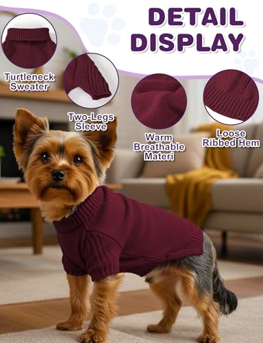 Image of Dog Sweaters for Small Medium Large Dog, Classic Turtleneck Pet Clothes Warm Thermal Doggy Winter Coat, Thick Double Knitting Collar Pullover Cold Weather Puppy Jacket for Indoor & Outdoor Wear
