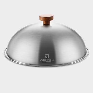 Stainless Steel Grill Dome with Wood Handle, Commercial Grade Round Basting Cover, Grilling Steamer Dome for Blackstone Melting Cheese Diameter Approx 29cm
