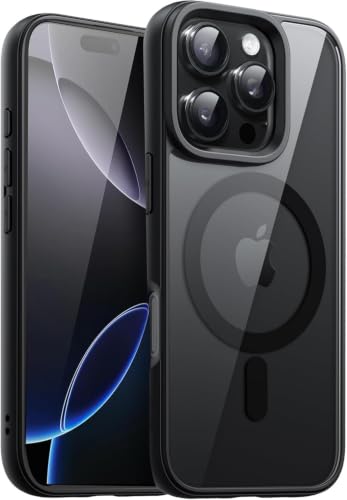 Image of DIZORO Compatible iPhone 16 Pro Max Case,Compatible with Mag Safe, Non Yellow Military-Grade Drop Protection & Hard PC Back Cover Slim Transparent Anti-Scratch Shockproof Phone Case - Black