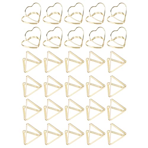 Mimeitopa、学校のオフィスファミリーのための、かわいいハート型の紙のクリップ、耐久性のある金属、錆び防ぎ、三角形のデザイン、30pcsバルクパック