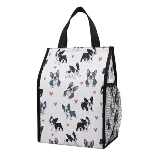 100% BLUE COLLAR Foldable Thermal Snack Bag, Boston Terrier Bulldog, Insulated Leak-Proof Cooler with Side Pockets for Hiking, Beach & Office
