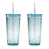Happy Deko 2x Glas to go heart 500 ml Trinkglas mit Deckel und Strohhalm (2357)