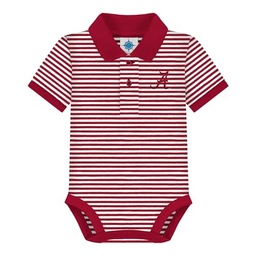 Image of Creative Knitwear College Baby NCAA Officially Licensed Striped Polo Bodysuit - Team Logo, Multiple Colors, for Boys & Girls (0-12 Months)