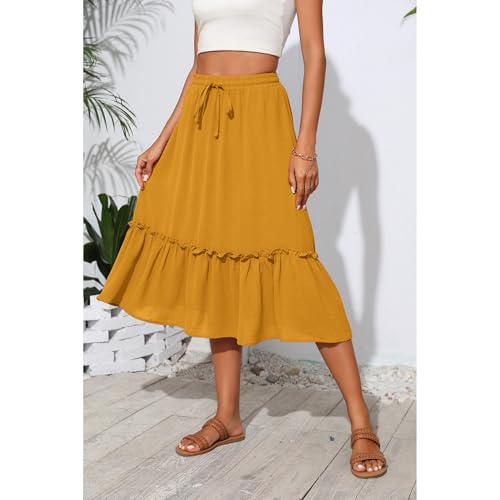Image of Witsmile High Waist Tiered Skirts for Women Flowy Skirts for Women Long Length with Pockets 2026 Fashion Trendy