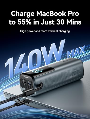 Image of VENTION Powerhive 27000mAh Laptop Power Bank, 200W, Built-in and Extra 240W USB-C Cables, Portable Laptop Charger, Digital Display, for iPhone 17 /16 /15 /14 /13 Pro Max, MacBook, Dell, HP, Galaxy S24